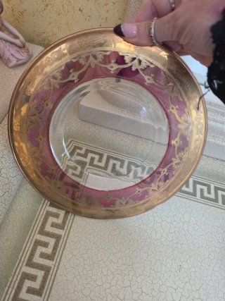 Piatto in vetro di Murano decorato
