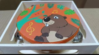Tambor de mano infantil con pandereta
