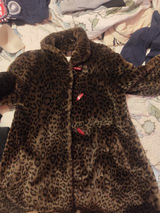 Abrigo de Piel Sintética Estampado Animal