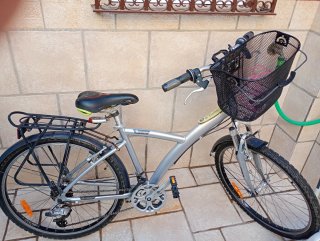 Bicicleta Híbrida con Cesta y Transportín