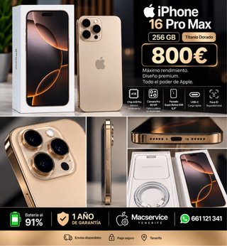 iPhone 16 Pro Max 256GB Titanio Dorado