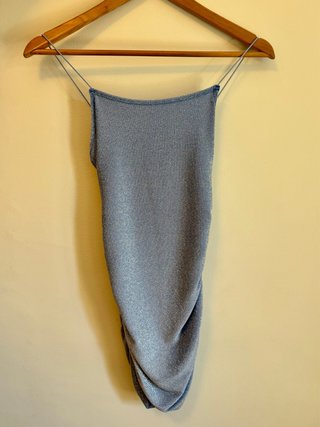 Vestido corto azul metalizado