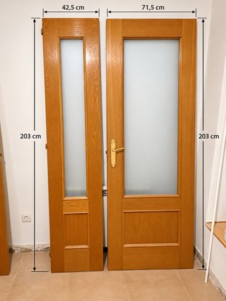 Puerta doble de roble con cristal