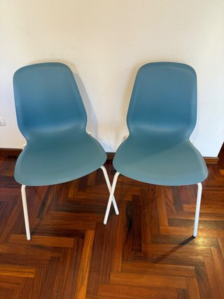 2 Sillas de Comedor Azules y Blancas