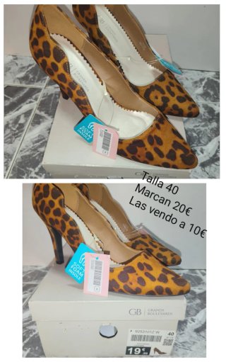Zapatos de Tacón Estampado Leopardo Talla 40