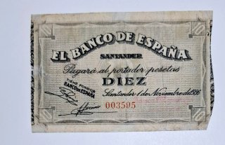 10 Pesetas 1936 Santander serie 0035