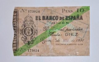10 Pesetas 1936 Gijon serie 1730