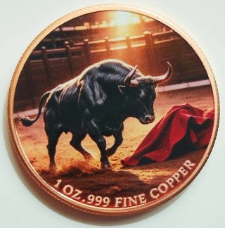 Moneda 1 Onza de Cobre Toro Español