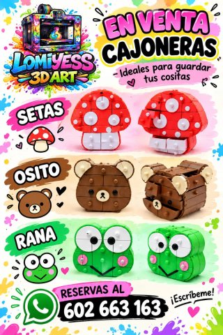 Cajoneras con formas de animales y setas