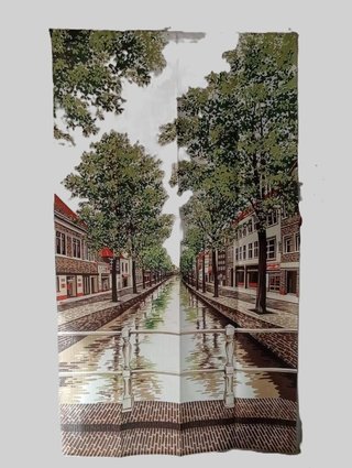 Noren Calle Ribereña con canal, 85 × 150 cm