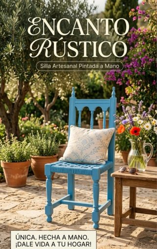 Juego de 2 Sillas Artesanales Azules