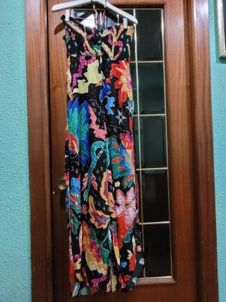 Vestido Mono Largo Mujer Flores Desigual Talla L
