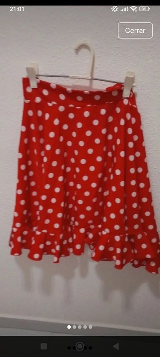 Falda Flamenca Roja con Lunares Blancos