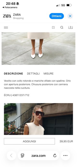 Vestito Zara color écru