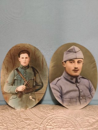 Pareja Retratos Militares Antiguos WWI (40x29 cm)