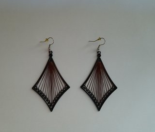 Pendientes Largos Geométricos Negro y Marrón