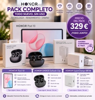 Pack Honor: Pad 10, Earbuds y Cargador 100W