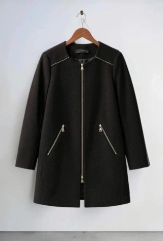 Abrigo de paño negro Zara Talla M
