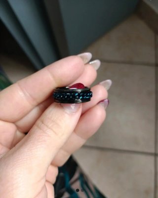 Anello 19 mm nero e blu