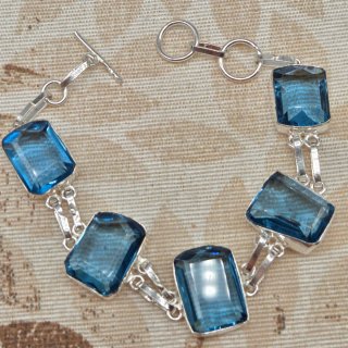 Pulsera de Plata 925 y Topacio Azul