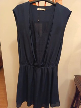 Vestido corte griego azul Mango