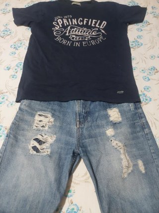 Conjunto Camiseta y Jeans Cortos hombre