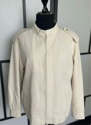 Chaqueta Vintage Beige Cuello Mao