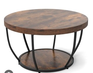 Mesa de centro redonda con estante