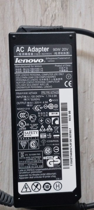 alimentatore Lenovo AC 90W 20V 4,5A-42T4424