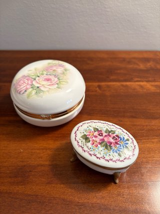 Coppia portagioie vintage in ceramica