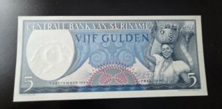 Billete de 5 Gulden de Surinam (1963)