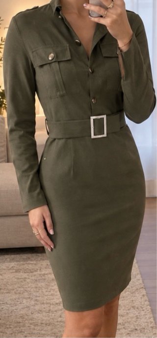 Vestido Camisero Verde Oliva