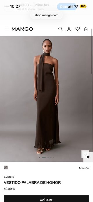 Vestido Palabra de Honor Mango