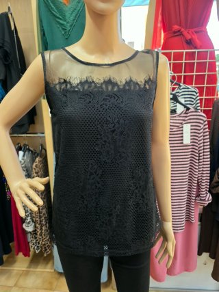 Camisa de encaje negra