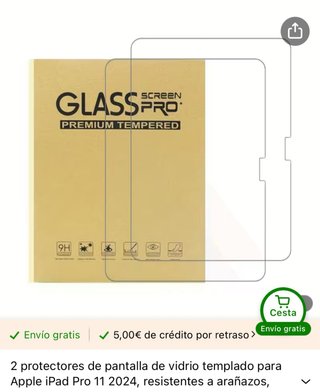 2 Protezioni Schermo in Vetro per iPad Pro 11 2024