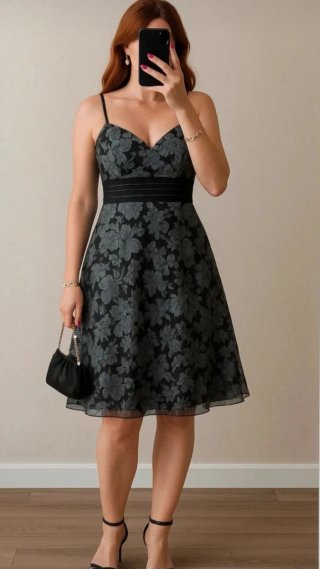 Vestido de fiesta negro estampado floral