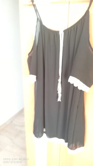 Blusa Negra con Encaje Talla XXXL