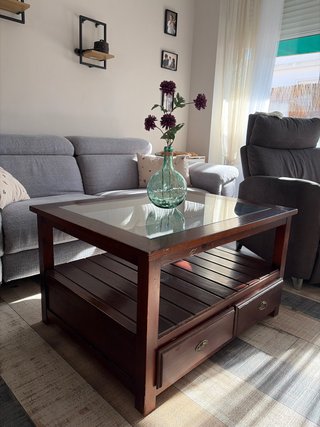 Mesa de Centro de Madera con 4 Cajones