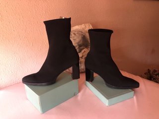 Botines Calcetín Negros Tacón Ancho