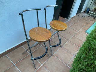 2 Taburetes Plegables de Madera y Metal