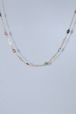 J-0930 Collar de Oro 18K con Piedras de Colores