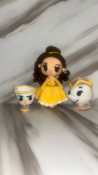 Pack Amigurumi Bella, Chip y Sra. Potts