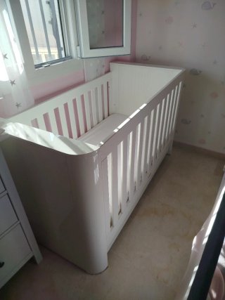 Maxicuna de madera blanca 70x140 con colchón