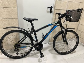 Bicicleta B'Twin Rockrider Negra y Azul