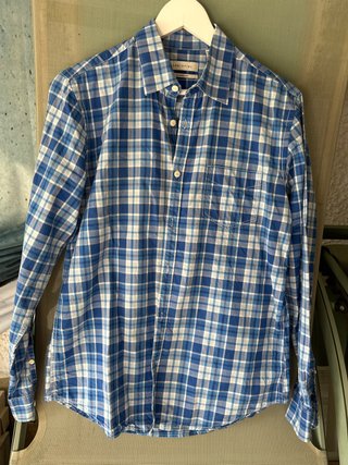 Camisa Cortefiel de Cuadros Azul y Blanca