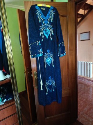 Vestido Árabe Azul con Bordados