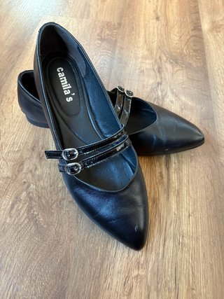 Manoletinas de Piel Negras Camila's Talla 40
