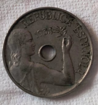 Moneda 25 Céntimos República Española 1934