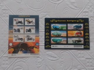 2 Mini Pliegos de Sellos: Coches y Motos