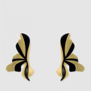 Pendientes Papiroga Midi Negro y Dorado